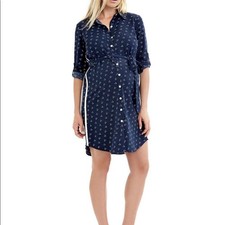 GAP x Rosie Pope Wishbone Shirt Dress with Tie. Preppy. Nautical. Maternity XL picture