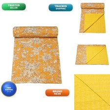 Marubhumi Indian Traditional Pure Cotton Floral Print Kantha Quilt, Bed Cover picture