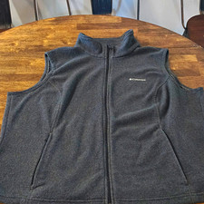 Columbia Men’s Gray Full Zip Fleece Vest Stand-Up Collar Size 2XL picture