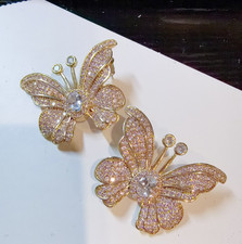 pink butterfly Sculptura Shiny Party Wedding Luxury Earrings banquet bride gem picture