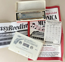 Vtg 1987 Hohner Old Standby Harmonica No 34B Key of C Made Germany Cassette Set picture