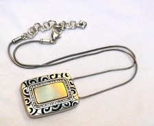 Brighton Rhythms Silver, Gold, Black & Crystal Reversible Pendent Necklace picture