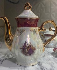1950s Hand Painted Victorian Fine Porcelain GNA (17Pieces) Teapot, 6teacups.. picture