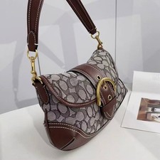 New Coach CJ814 Soho Bag Signature Jacquard Maple Brown Shoulder Handbag picture