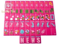 Hot Pink Tropical Leopard Mahjong Tiles- picture
