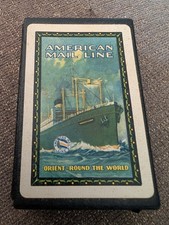 Vintage American Mail Line Playing Cards Deck Slide Case President Liners picture