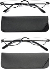 Viseng 2 Pairs Half Frame Reading Glasses for Women Men Slim Half Moon Lens Read picture