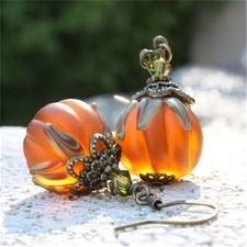 Halloween Pumpkin Dangle Earrings Vintage Holiday Party Women’s Festive Jewelry picture