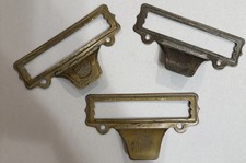 3 “Macey System” Stamped Brass Scoop Finger Pulls Rare “MS” Monogram Antique  picture