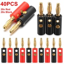40PCS 4mm Gold Plated Banana Plugs Audio Jack Speaker Wire Cable Screw Connector picture
