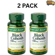 2 Pack Nature's Bounty Black Cohosh 540mg 100 Capsules Menopause Support picture