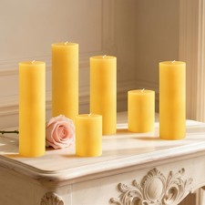 Beeswax Pillar Candles 6 pcs 2x3 6 8 inch honey aroma smokeless dripless long picture