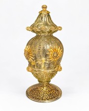 Antique Venetian Murano Style Uranium Gold Fleck Glass Sugar Caster Shaker picture