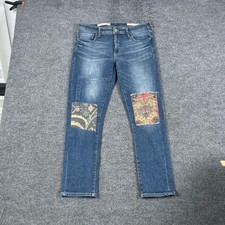 Pilcro Anthropologie Jeans Womens 30 Medium Wash Blue Boyfriend Floral Patch picture