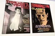Vintage Lot 2 Frankenstein & Dracula Mags 1977 & 1976 Eerie Mint - picture