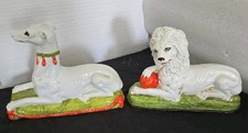 Pair Vintage Italian Ceramic Greyhound Lion Hollywood Regency Staffordshire... picture