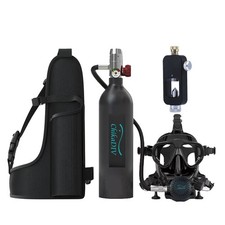Portable 1L Lung Tank, Scuba Diving Tank with Full Face Mask, 3000 PSI, Short picture