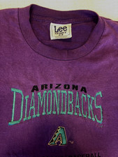Vintage Arizona Diamondbacks EMBROIDERED T-Shirt Mens MEDIUM Purple 90s 1998 picture