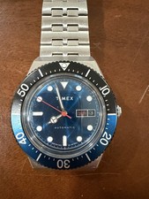 Timex Q M79 Automatic 40mm Black/Blue Bezel w Stainless Steel Watch TW2V25100VQ picture
