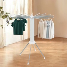 Large Foldable Clothes Airer Drying Rack with Wheels 16 Rails 40kg Capacity US picture