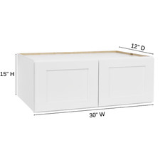White Shaker RTA Wall Cabinet - Solid Wood, Soft-Close Multiple Sizes Available picture