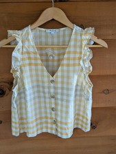 MADEWELL Women's Cotton Top Size Small, flutter sleeve, button up V-neck picture