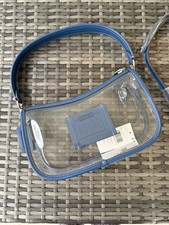 Coach Stadium Swinger Bag in clear PVC, True Blue leather & silver hardware NWT picture