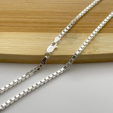 Italian Solid Sterling Silver Box Link Chain Necklace Thick 925 Silver Chain 3MM picture