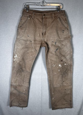 Carhartt B01 ACTUAL 30x28 Carpenter Double Knee Distressed Duck Canvas Dungaree picture