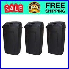 Mainstays 13 Gallon Swing Top Trash Can Black 3-Pack Fast Ship USA picture