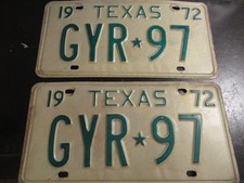 Texas Truck License Plates Vintage 1972 Expired Set Free USA Shipping picture