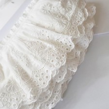 2 Yards Cotton Ruffle Lace Trim Eyelet Lace Fabric for Sewing Embroidery Trim fo picture