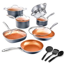 Gotham Steel Cookware Set 15 Piece Nonstick Ceramic Bronze Stay Cool Handles picture