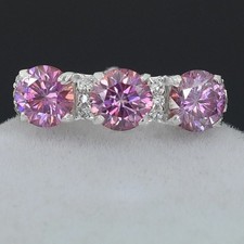 RARE 3.50 Ct Certified  Pink Treated Diamond Solitaire Ring In 925 Silver picture