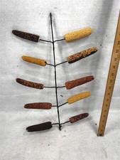 antique corn dryer metal hanging 19 in 10 picks hand forged w/corn original 19th picture