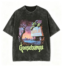 Goosebumps Horrorland Retro Horror Graphic Stone Wash T?Shirt picture