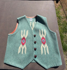 Ortega’s Chimayo , NM Hand Woven 100% Wool Vest Vintage 46 picture