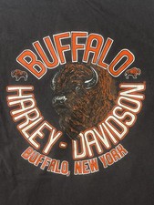 Harley Davidson Buffalo NY T Shirt XL VINTAGE Black Bison Y2K BIKER Motocycle picture