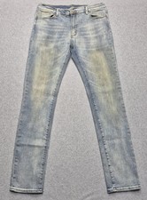 MNML Mens 36 Light Wash Skinny Fit Denim Jeans Stretch Distressed Faded picture