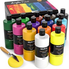 Set de 14 pinturas acrílicas Nicpro 500 ml, no tóxicas, para múltiples superfici picture