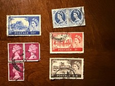 Great Britain Elizabeth II Pre-Decimal Used Stamps 6d 2/6 5/- 10/- Royalty picture