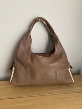 genten BOLDINO Goat & Cow Leather Tote Bag Gray Pre-owned picture