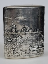 Antique P.J. Bierenbroodspot Dutch .835 Solid Silver Pocket Lighter Windmill picture