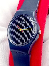 Vintage 1985 Swatch Lady Miss Chanel  Pinstripe LA100 Swiss Watch RARE New Batt picture