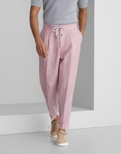 BRUNELLO CUCINELLI MEN'S PINK LINEN RELAXED TROUSERS MSRP $1595 SIZE 50 picture