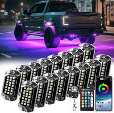 16 Pods 230° RGBW LED Rock Lights 6500K White Underglow Waterproof Truck ATV UTV picture