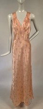 OLD STOCK 1930’S SLINKY SLIPPERY FLORAL RAYON LONG SLIP DRESS picture