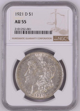 1921-D MORGAN DOLLAR ~ NICE CHOICE ABOUT UNCIRCULATED NGC AU55 picture
