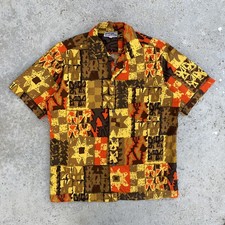 Vintage Polynesian Bazaar Men's Hawaiian Shirt Waikiki Honolulu Medium picture