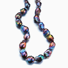 Stauer Black Baroque Pearl Sterling Silver 925 Set Necklace Bracelet Earrings picture